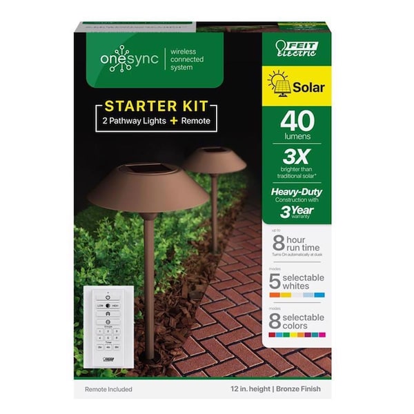 Happylight 40 watt LED OneSync Bronze Solar Powered Pathway Light, 2PK HA3309440 - main